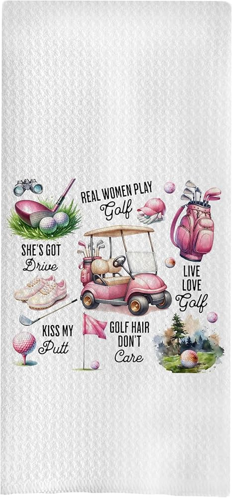 Pink Golf Kitchen Towels - Golf Gifts Decorative Waffle Dish Towels, 16x24 Inch | Amazon (US)