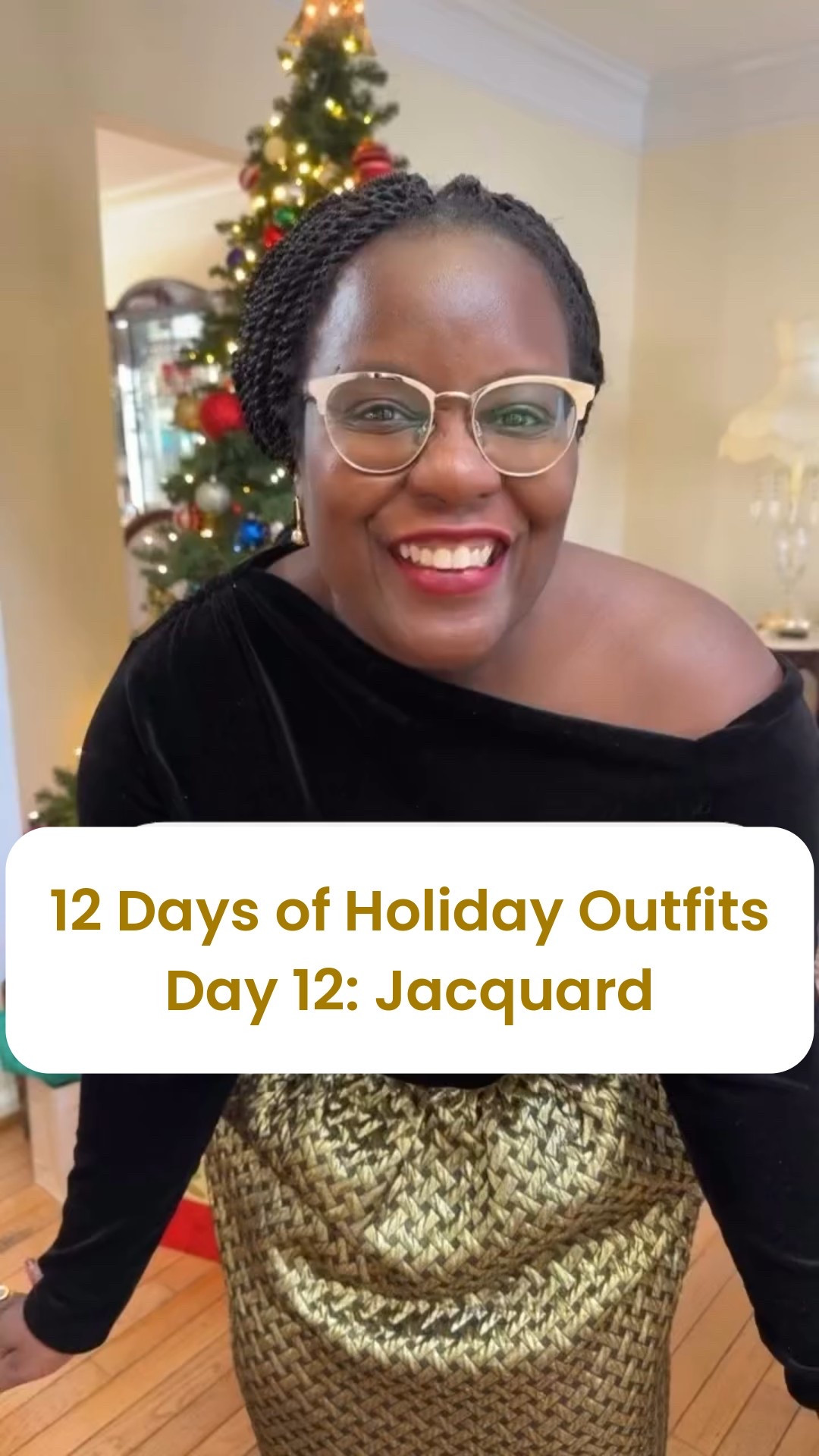 Merry Christmas to you and yours! 🎄🎁✨ We’ve reached the finale of our 12 day countdown and we are ending with jacquard.  What makes jacquard so special?  It’s all in the craftsmanship.  The intricate, raised patterns are created by weaving different threads together, giving the outfit a structured, high-end feel and a subtle shimmer that catches the light from every angle. 

There’s something so classic about a jacquard skirt (yes, it has pockets) for Christmas—it’s sophisticated but comfortable enough for all the holiday feasting.  The skirt has a matching top, but I decided to break the set up and pair it with a one shoulder velvet top instead. 

Look is @loft minus the shoes and jacket.

Which look of the countdown was your favorite?  Let me know in the comments and I look forward to next year’s countdown! 

#HolidayOOTD #FestiveStyles  #HolidayLookbook #jacquardskirt #Christmasoutfitinspo