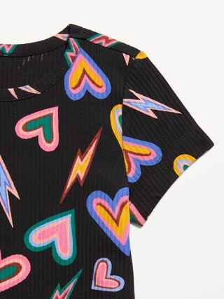 Printed Short-Sleeve Ribbed Dress for Girls | Old Navy (US)