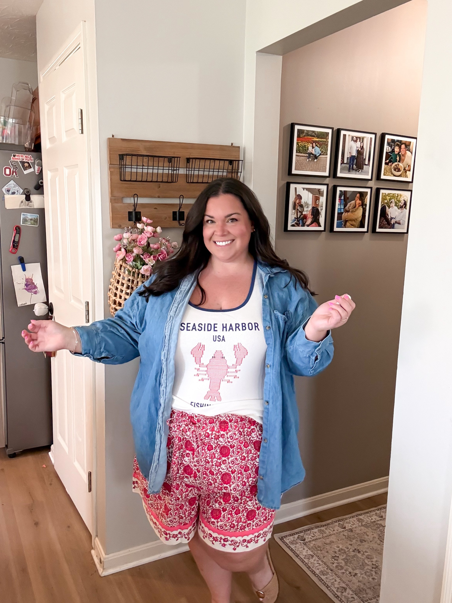 How cute is this lobster tank?? Also obsessed with these target red printed shorts! I’m in a 3x in tank and shorts and 2x in the jean button up

#LTKPlusSize #LTKPetite #LTKMidsize