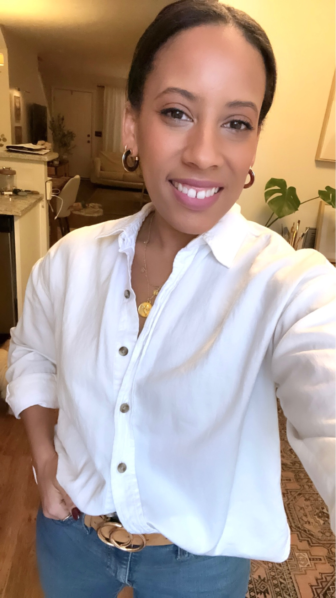 Styled but comfortable on International Women’s Day. A classic white linen button down is a closet staple. 

#LTKstyletip #LTKfindsunder50