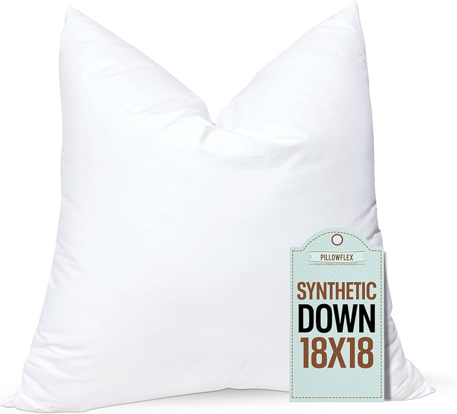 Pillowflex Synthetic Down Pillow Insert - 18x18 Down Alternative Pillow, Ultra Soft Body Pillow, ... | Amazon (US)