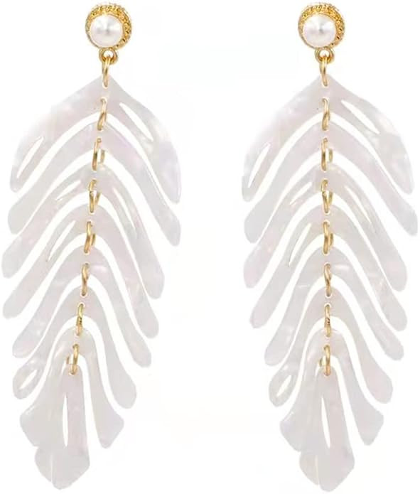 BG&WLing Palm Leaf Acrylic Drop Earrings for Women Bohemian Statement Earrings Resin Dangle Earri... | Amazon (US)
