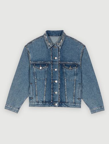 223BIKKUS Denim jacket with rhinestones | Maje US