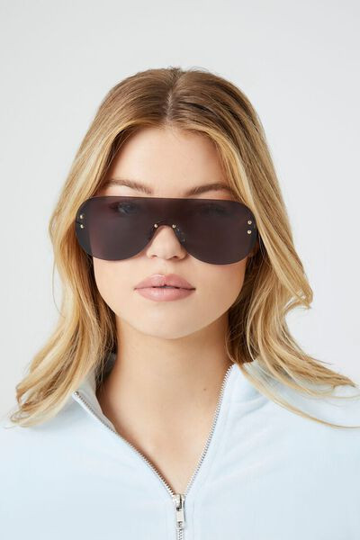 Studded Rimless Shield Sunglasses | Forever 21