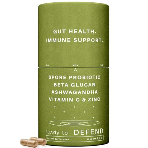 Defend Immune & Gut Support – Spore Probiotic DE111®, Beta Glucan, Ashwagandha – Supports Immunity, Gut Health, Stress & Bloating Relief Supplement – 60 Capsules | Amazon (US)