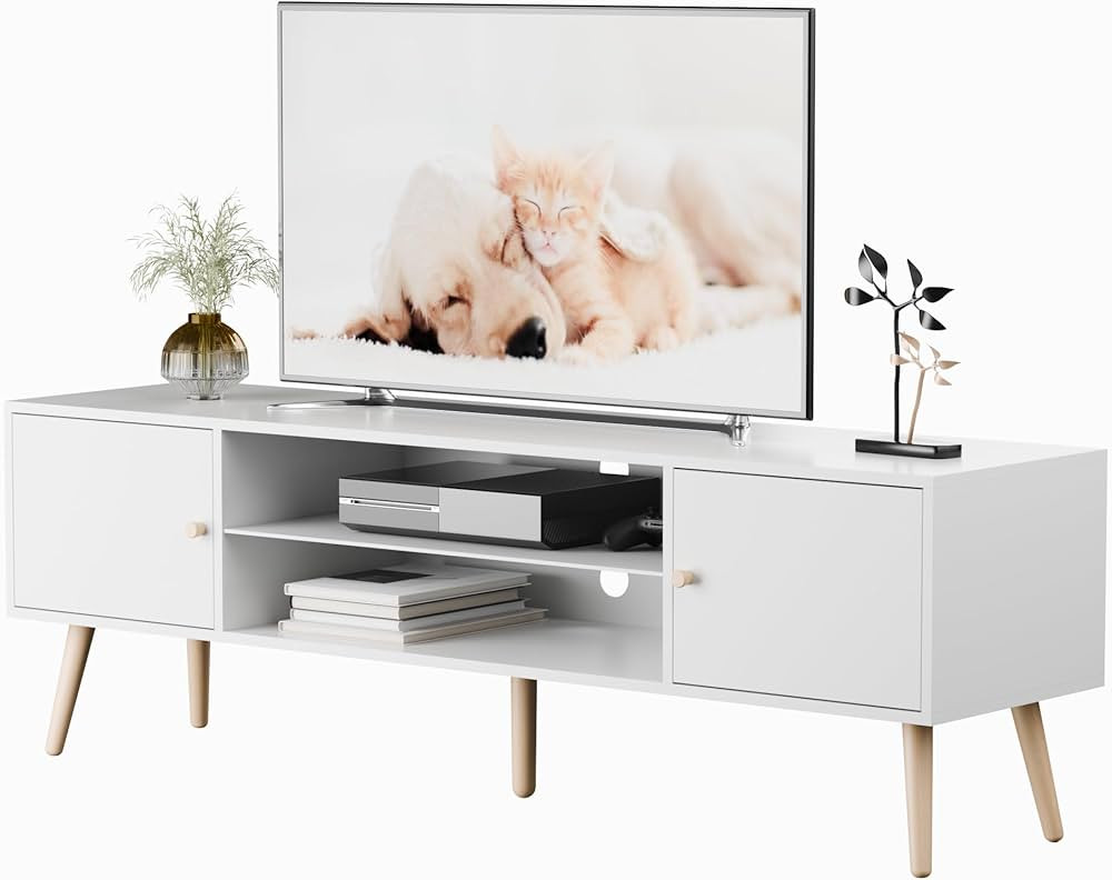 Cozy Castle Modern TV Stand, 60" Entertainment Center with Storage, Media Console Table 2 Cabinet... | Amazon (US)