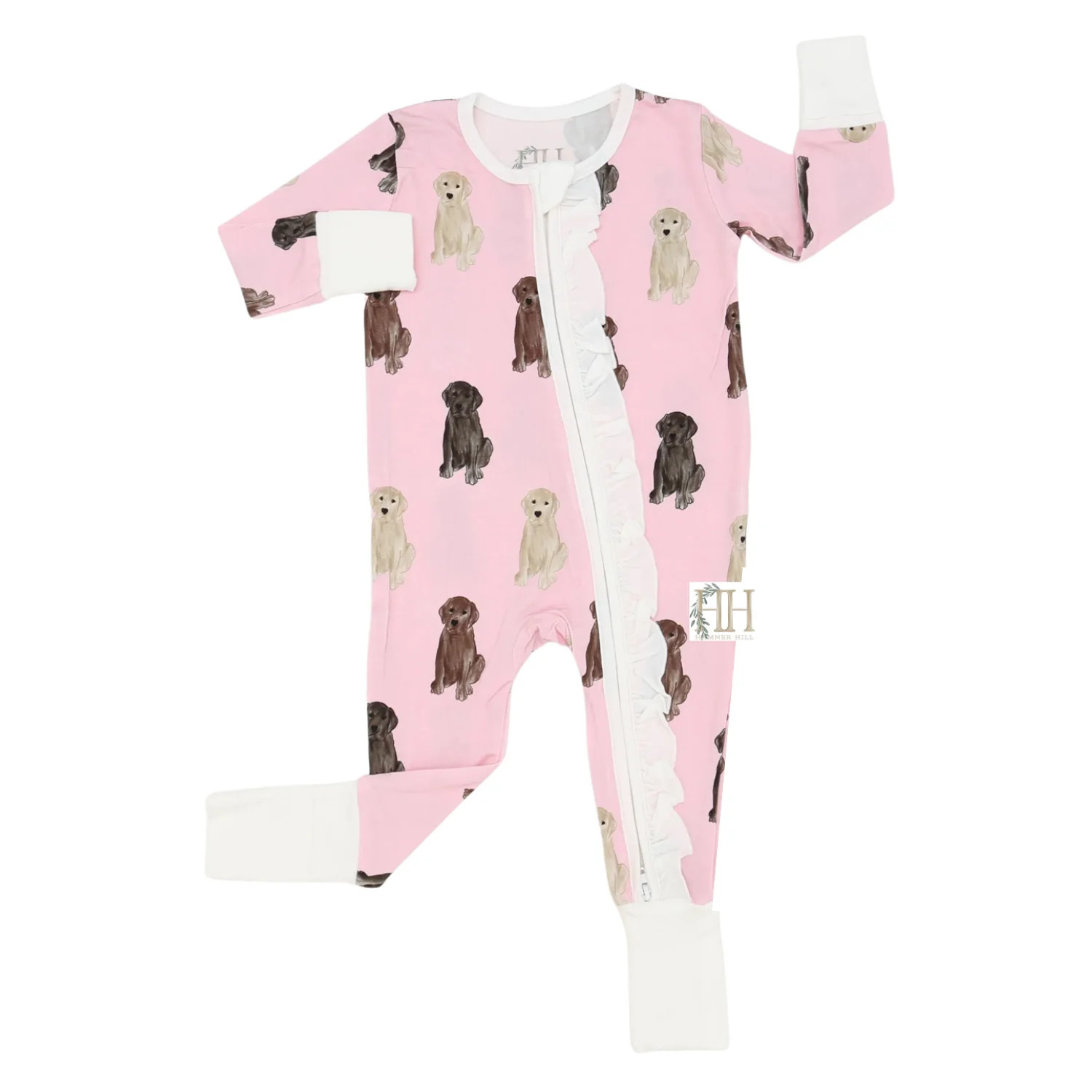 Girls Lab Ruffle Double Zipper Romper | Hamner Hill
