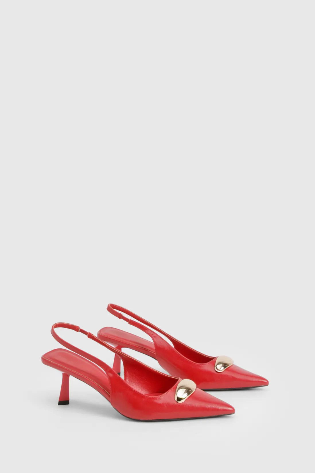 Gold Hardware Low Stiletto Slingback Court Shoes | Boohoo.com (UK & IE)