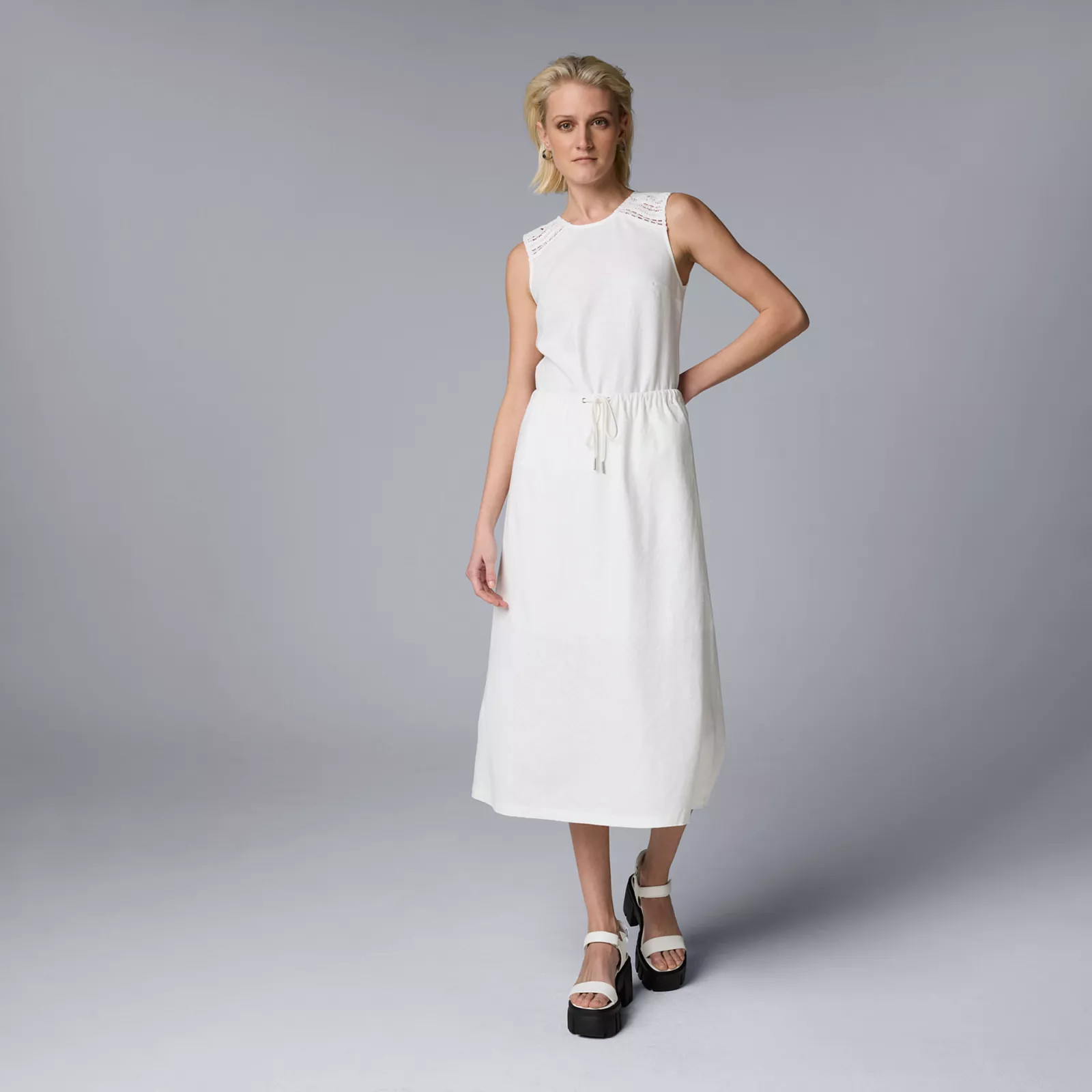 Women's Simply Vera Vera Wang Linen Blend Bias Cut Drawstring Maxi Skirt | Kohl's