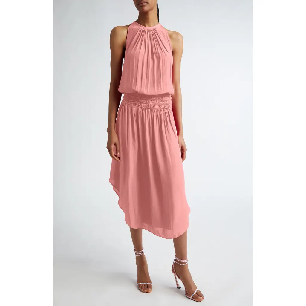 Ramy Brook Audrey Smocked Waist Sleeveless Midi Dress in Pink Punch at Nordstrom, Size Small | Nordstrom