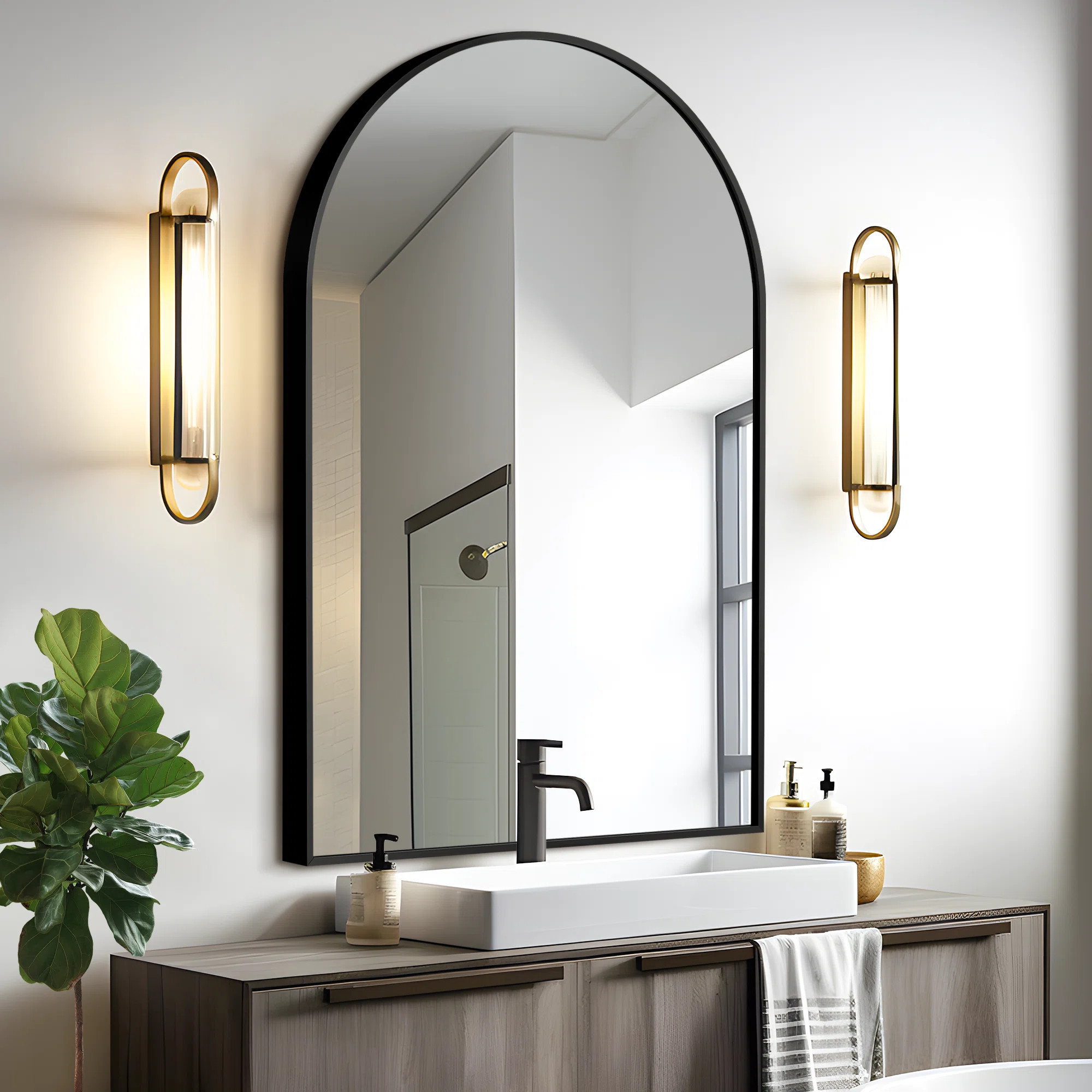 Lark Manor™ Apte Arched Bathroom Mirror Vanity Wall Mirror & Reviews | Wayfair | Wayfair North America
