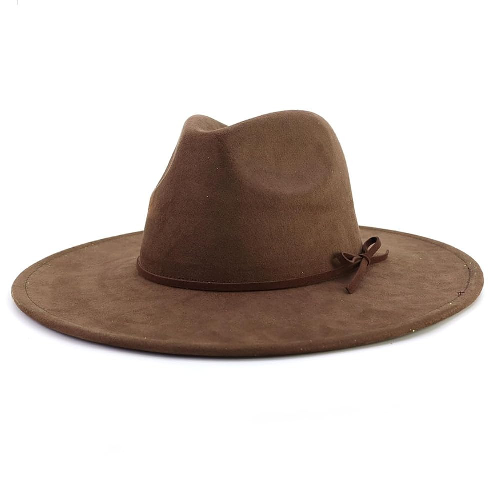 HYYSXBW Big Wide Brim Fedora Hat for Women Men Western Cowboys Suede Hats Large Felt Panama Hat | Amazon (CA)