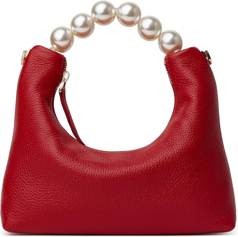 DORIS&JACKY Top Handle Leather Clutch Purse, Women Designer Pearl Tote Bag | Amazon (US)