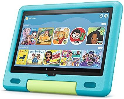 Fire HD 10 Kids tablet, 10.1", 1080p Full HD, ages 3–7, 32 GB, Aquamarine | Amazon (US)