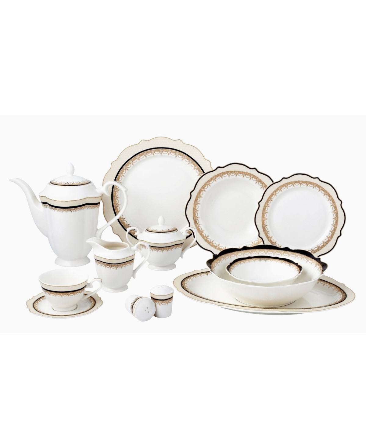 Lorren Home Trends 57 Piece Bone China Dalilah Dinnerware Set, Service for 8 - Multi | Macy's