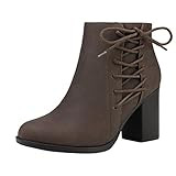 Amazon.com | TOETOS Women's Chicago-03 Tan Faux Leather Pu Chunky Heel Ankle Boots Size 8 M US | ... | Amazon (US)