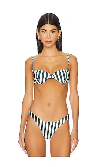 Balconette Underwire Bikini Top in Green Vertical Stripe | Revolve Clothing (Global)