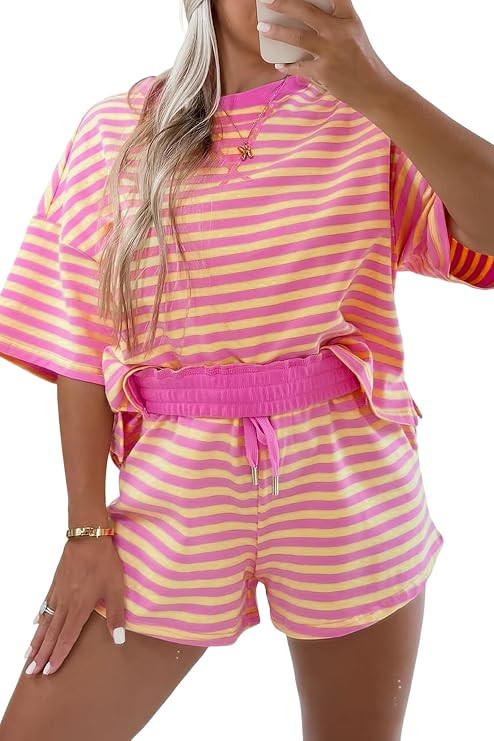 Ecosunny Womens 2 Piece Lounge Sets Striped Short Sets Summer Outfits 2026 | Amazon (US)