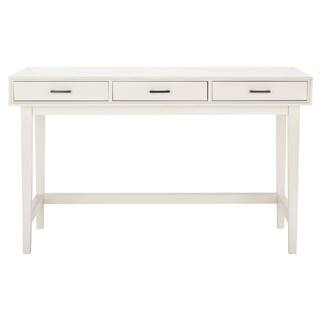 SAFAVIEH Hawthorn 47.3 in. Rectangular Antique Pearl Wood 3-Drawer Writing Desk DSK5709A | The Home Depot