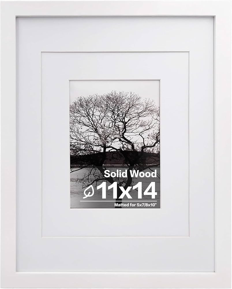 Egofine 11x14 Picture Frame White - Photo Frame Made of Solid Wood Covered by Plexiglass for Tabl... | Amazon (US)