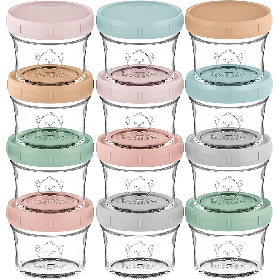 KeaBabies 12pk 4oz Glass Baby Food Containers with Lids - Leak-Proof, Microwavable Small Glass Ja... | Amazon (US)