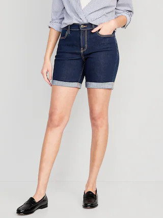 Mid-Rise Wow Jean Shorts for Women -- 7-inch inseam | Old Navy (US)