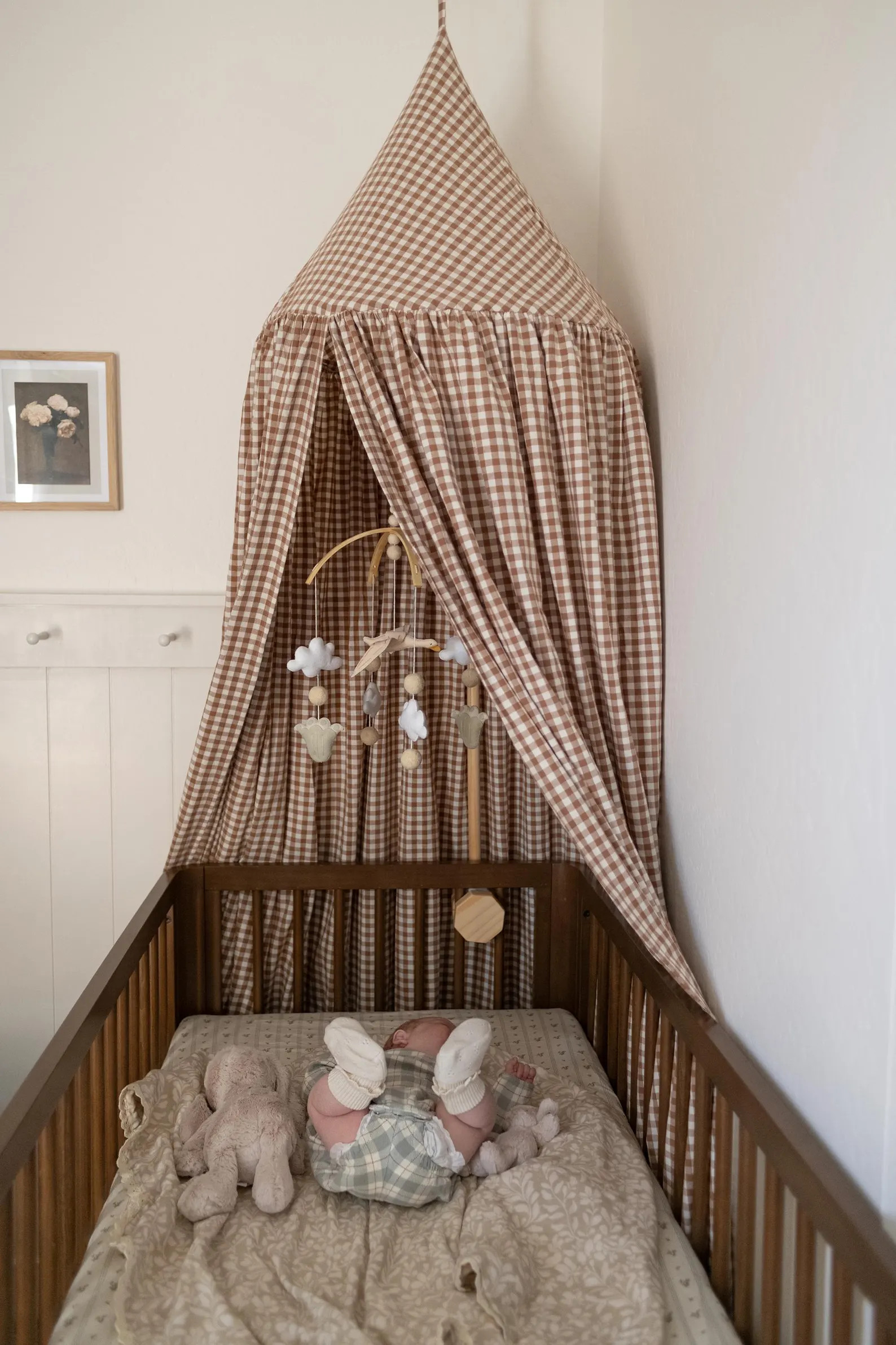 Gingham Bed Canopy: Teddy Bear Brown Checkered Cotton Canopy - Kids Decor | Etsy (Global)