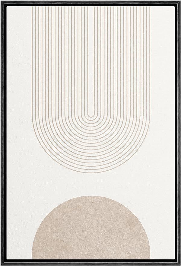 IDEA4WALL Framed Canvas Print Wall Art Geometric Mid-Century Beige Circle Spiral Landscape Abstra... | Amazon (US)