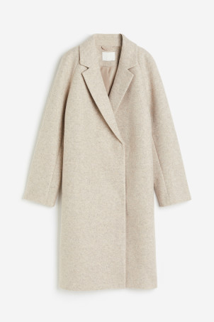 Double-breasted coat - Light beige - Ladies | H&M GB | H&M (UK, MY, IN, SG, PH, TW, HK)