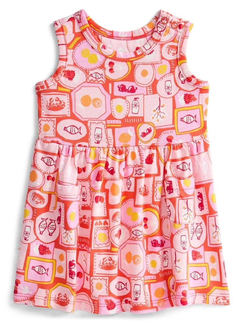 Wonder Nation Baby Girls Printed Dress, Sizes 0M-24M | Walmart (US)