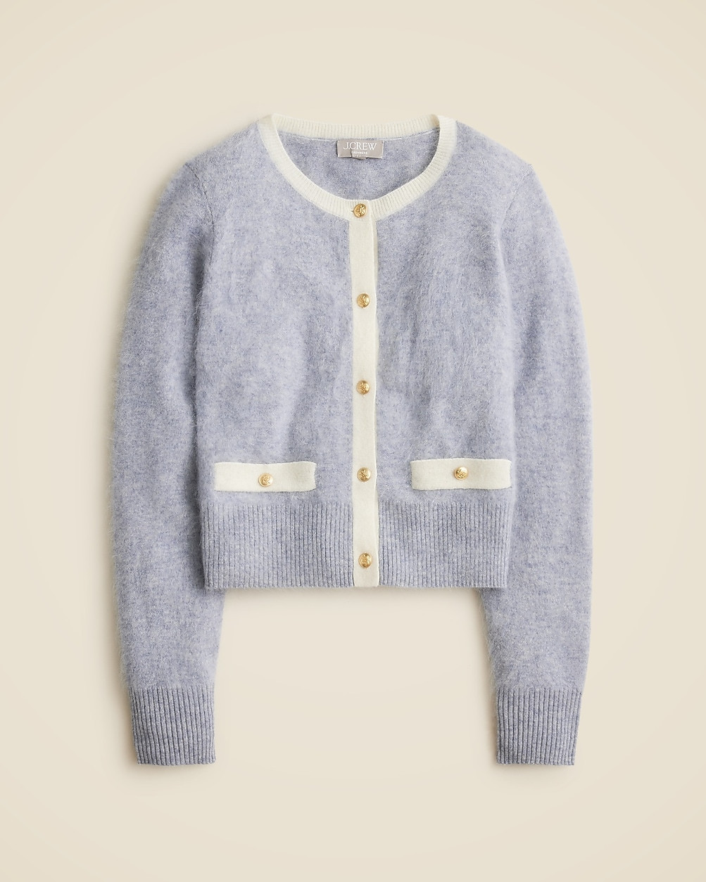 Brushed cashmere fitted cardigan sweater with contrast trim | J. Crew US