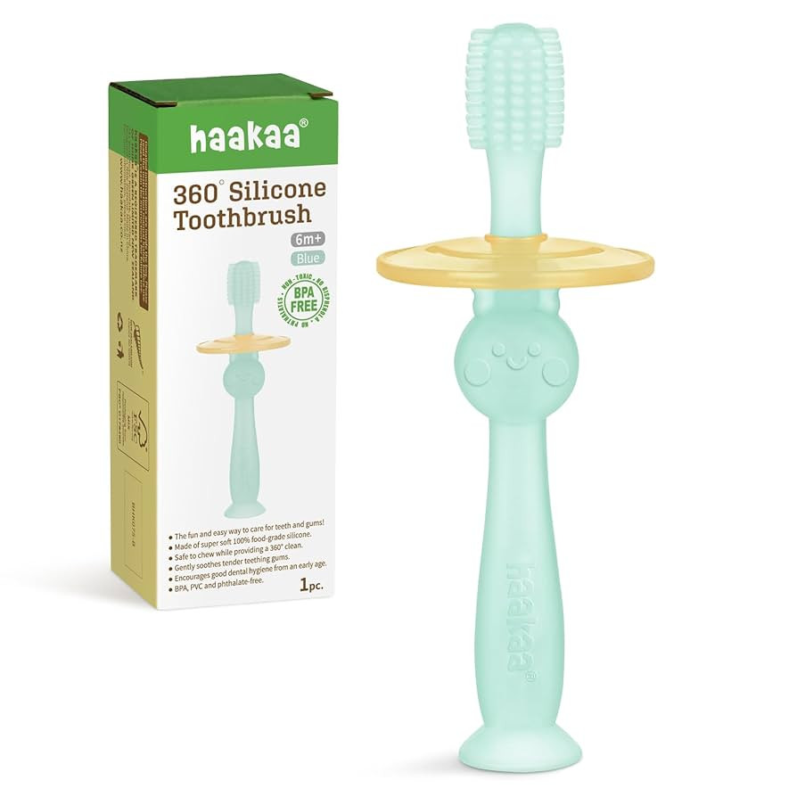haakaa 360° Baby Toothbrush with Suction Base - Gentle Cleaning for Toddler's Self-Brushing Trai... | Amazon (US)