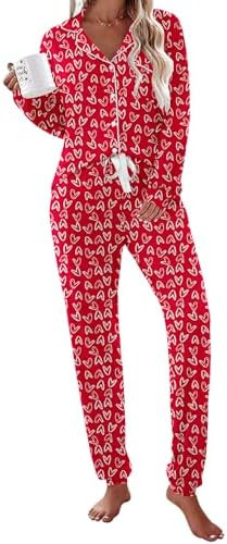 Ekouaer Pajamas Set Long Sleeve Sleepwear Womens Button Down Nightwear Soft Pj Loungewear with Po... | Amazon (US)