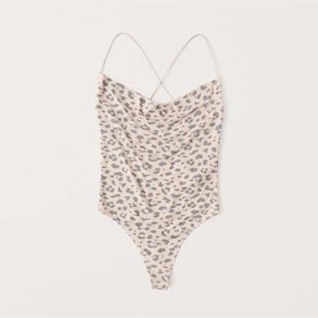 Women's Leopard Cowlneck Bodysuit | Women's Clearance | Abercrombie.com | Abercrombie & Fitch (US)