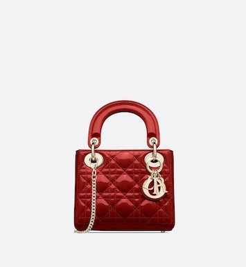 Mini Lady Dior Bag Cherry Red Patent Cannage Calfskin | DIOR | Dior Beauty (US)