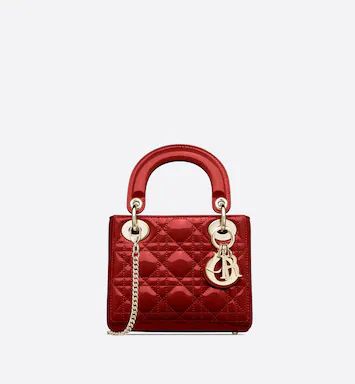 Mini Lady Dior Bag Cherry Red Patent Cannage Calfskin | DIOR | Dior Couture