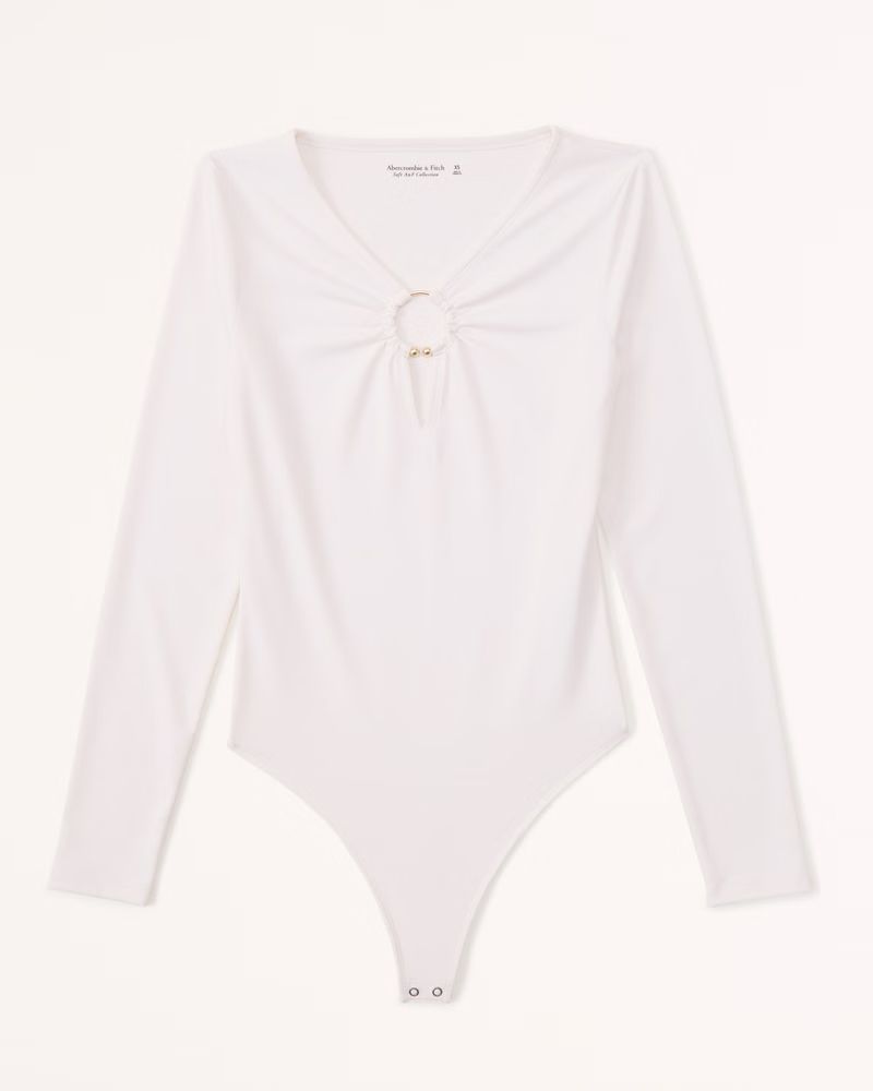 Long-Sleeve Seamless Fabric Keyhole Bodysuit | Abercrombie & Fitch (US)