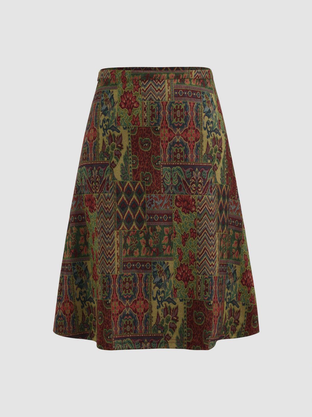 Mid Rise Aztec Ruffle Midi Skirt | Cider