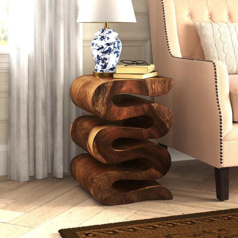 Keerica Solid Wood Abstract End Table | Wayfair Professional