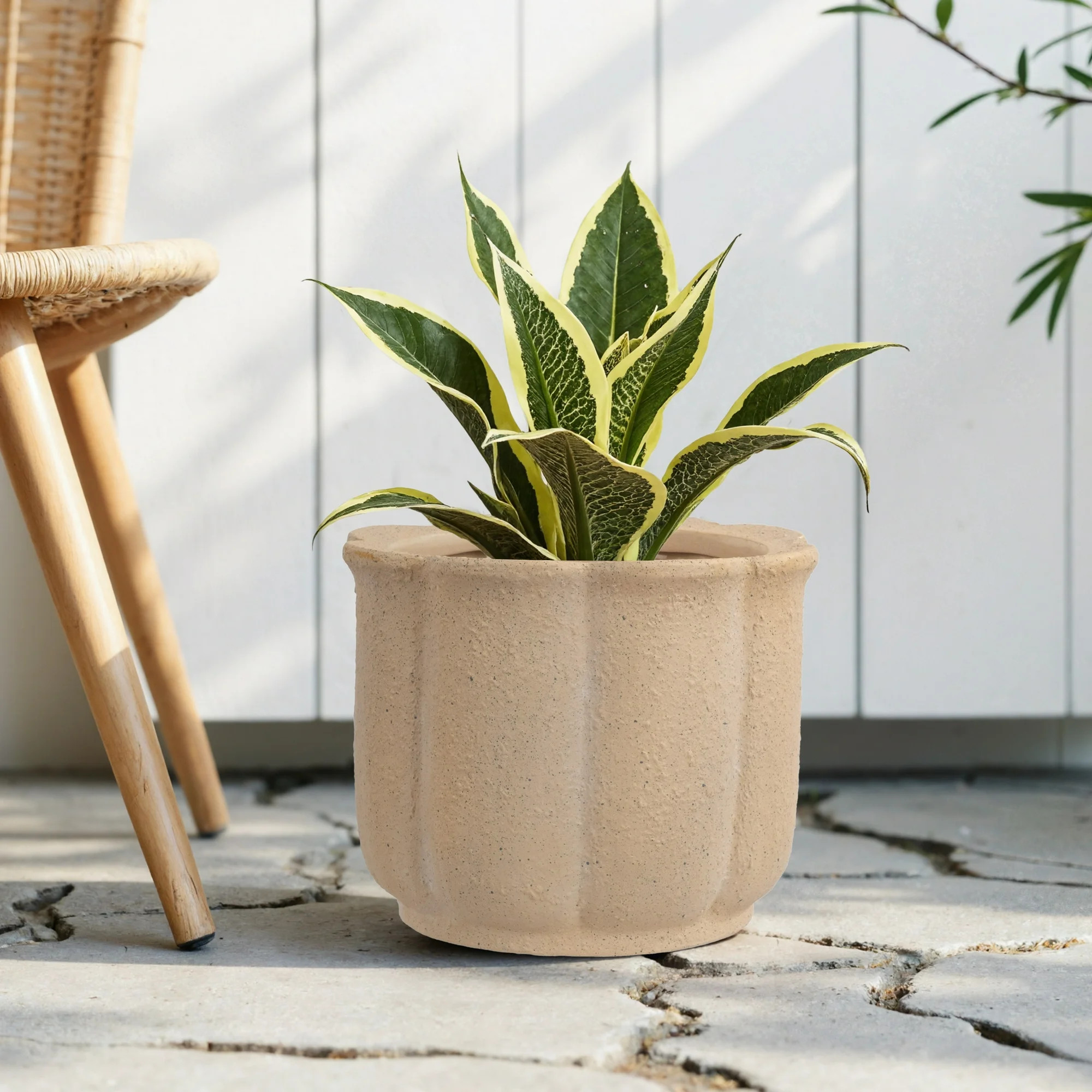 My Texas House 8" Ceramic Flower Planter Tan 8.2" Diameter x 6.5" Height | Walmart (US)