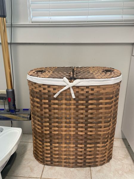Not a glamorous photo and coopers outdoor high chair is peaking through in the corner but I am SO happy with my laundry hamper upgrade. It has two sides so I use one for towels and it’s been a game changer

Home finds , laundry room, two sided laundry hamper , wicker hamper 

#LTKfindsunder100 #LTKhome