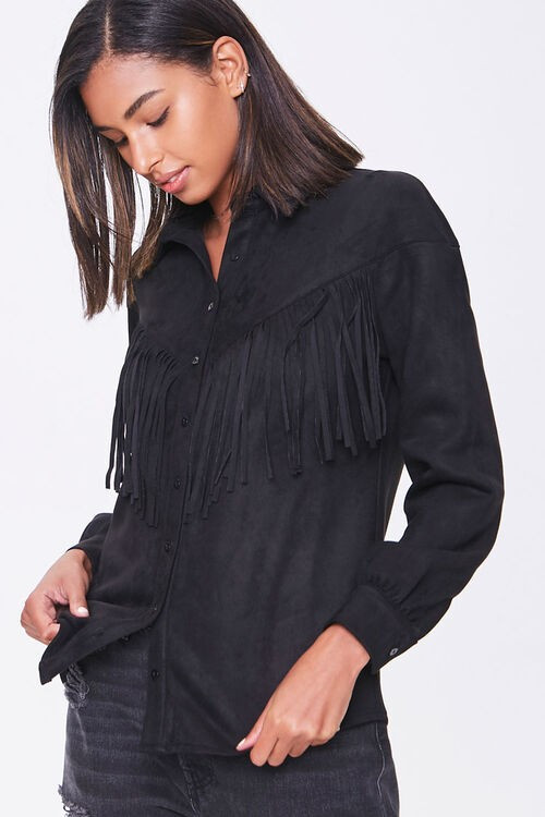 Faux Suede Fringe Shirt | Forever 21 (US)