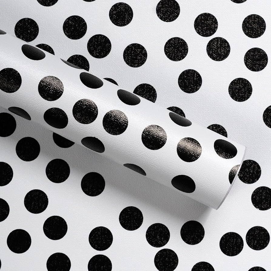 17.3”x120” Black and White Polka-Dot Wallpaper Self-Adhesive Contact Paper Moire Dot Peel and... | Amazon (US)