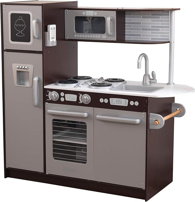 KidKraft Uptown Espresso Wooden Play Kitchen with Play Phone, Chalkboard & Towel Rack, Espresso, ... | Amazon (US)