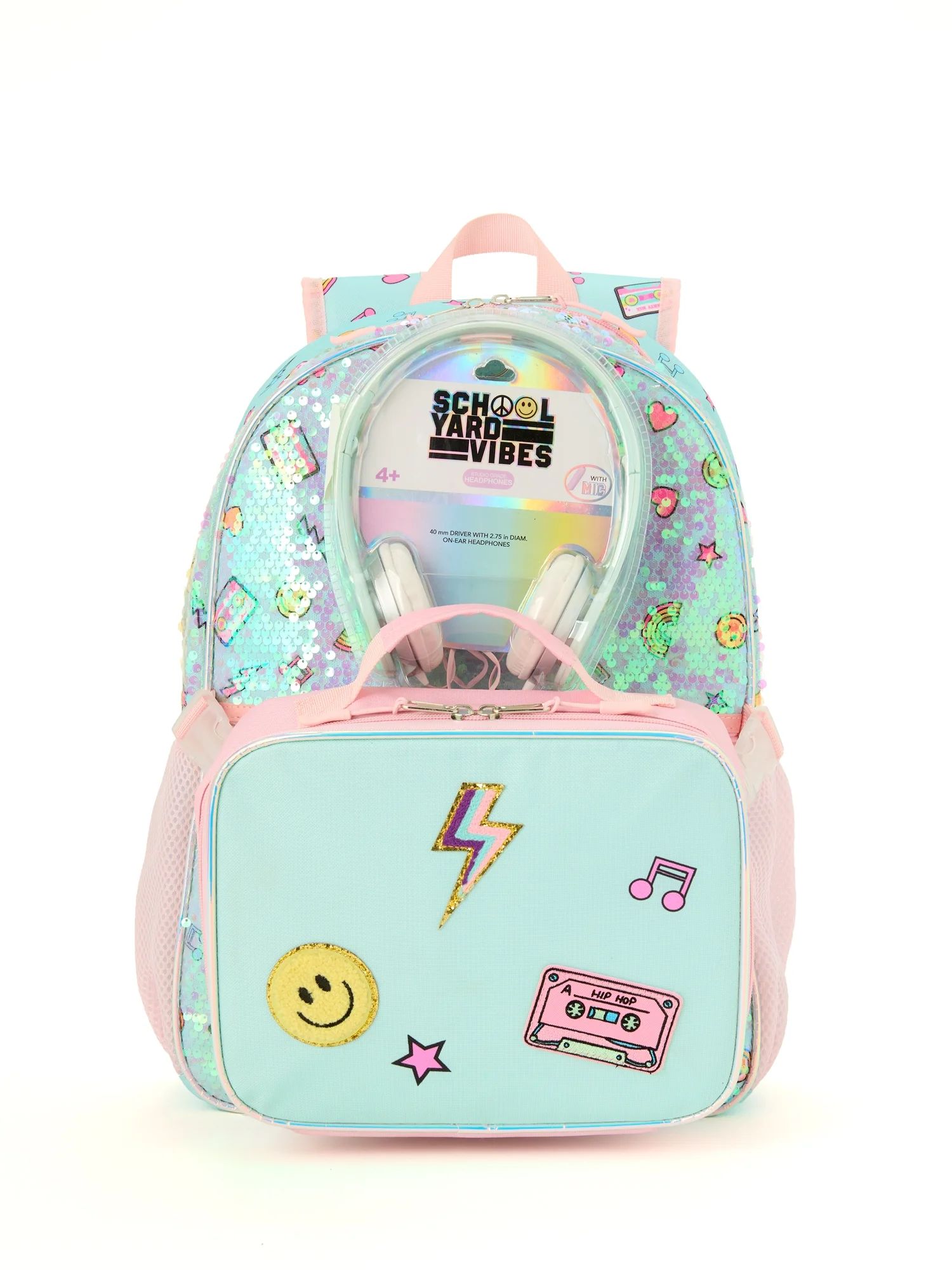 Schoolyard Vibes 17" 3 Piece Backpack Set with Headphones and Kids Lunch Box | Walmart (US)