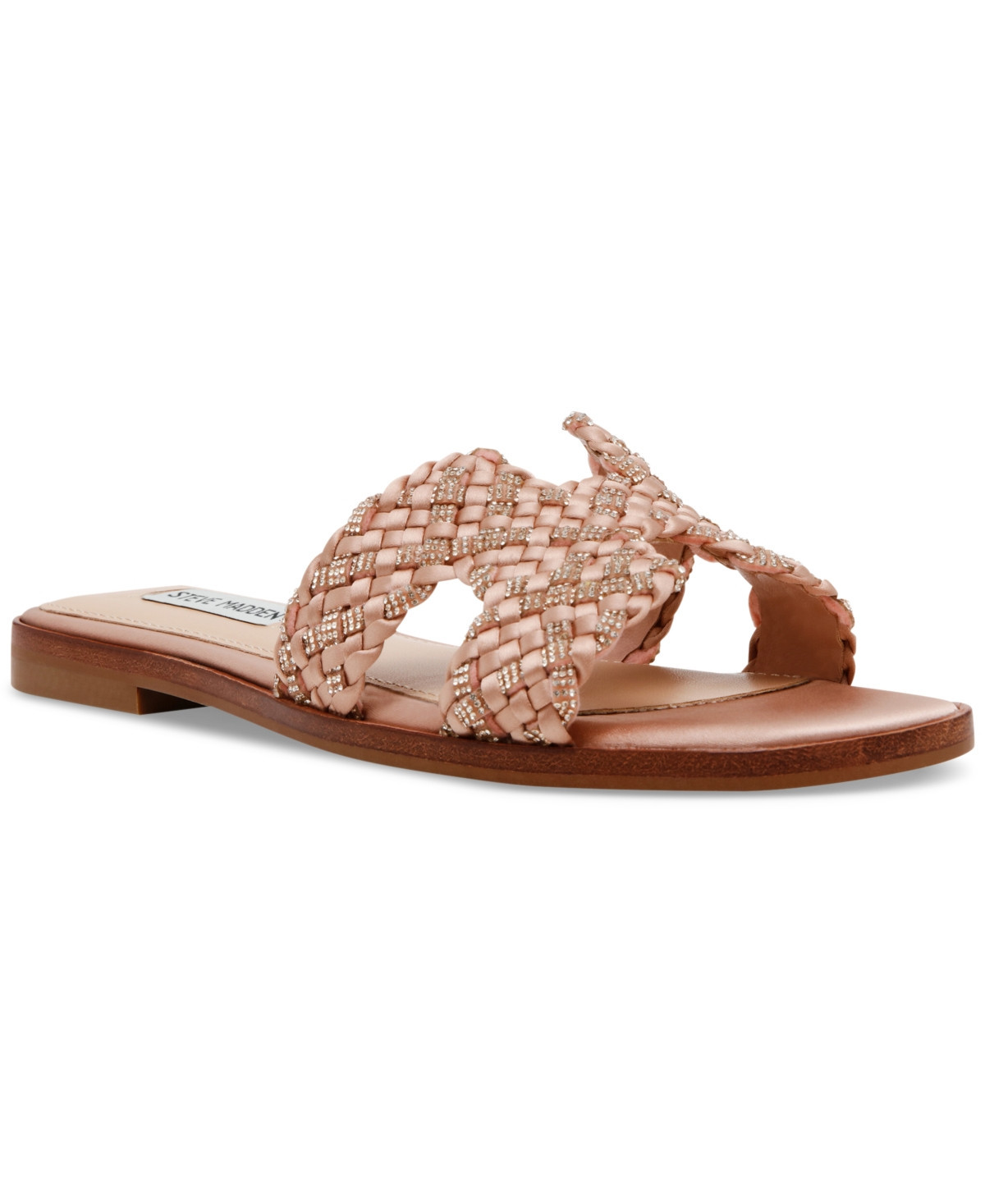 Steve Madden Women's Hadyn-rw Slide Sandals - Champagne Satin/Rhinestone | Macy's