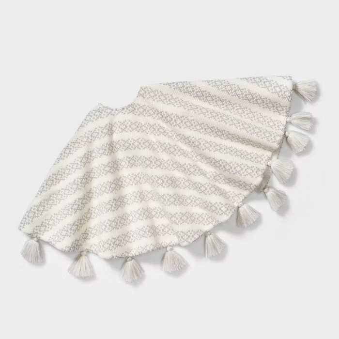 48in Fair Isle Knit Christmas Tree Skirt with Tassels Neutral - Wondershop™ | Target