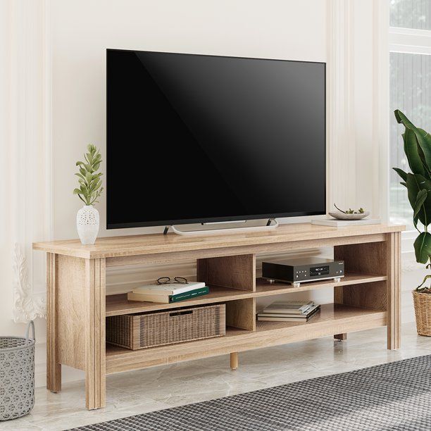 Wood TV Stands for TVs Up to 65" TV Media Storage White Oak, 59 inch - Walmart.com | Walmart (US)