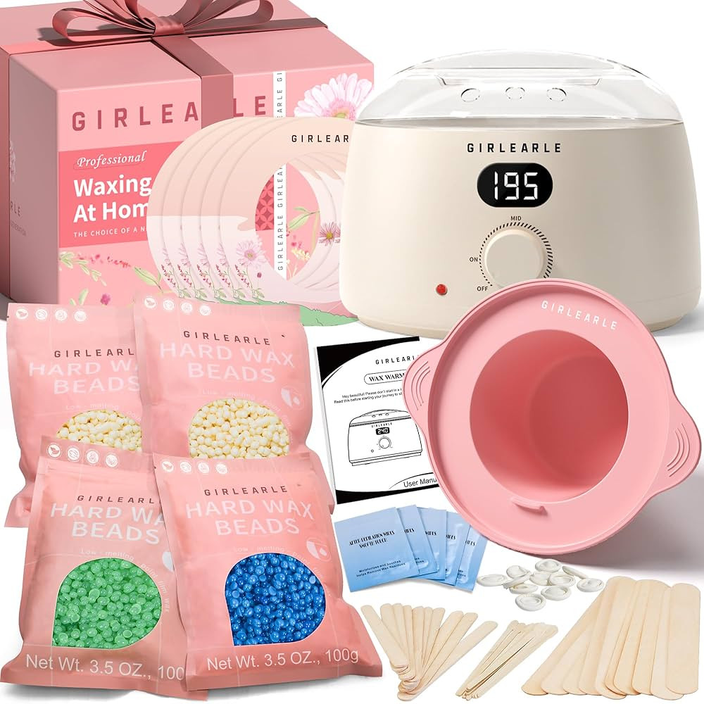 GIRLEARLE Premium Digital Waxing Kit for Women and Men, Wax Warmer Hair Removal at Home with Wax Beads & Silicone Pot, Target Different Types of Sensitive Skin Brazilian Bikini, Facial, Leg, Full body | Amazon (US)
